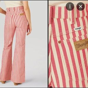 NWT red and white striped wrangler flares